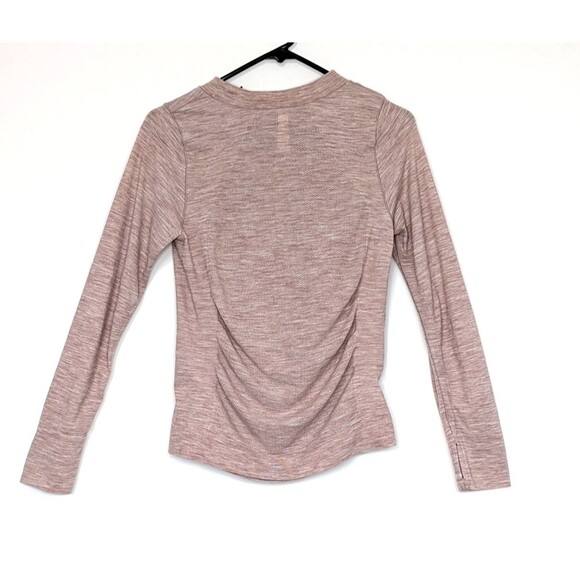 Athleta Womens Large Heathered Pink Foresthill Ascent Seamless Wool Blend Top - Picture 2 of 5